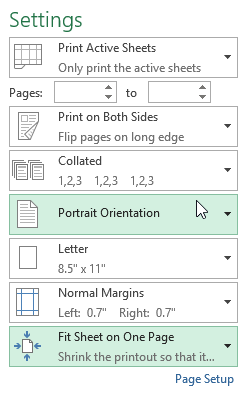 Microsoft Excel 2013 Print Setup